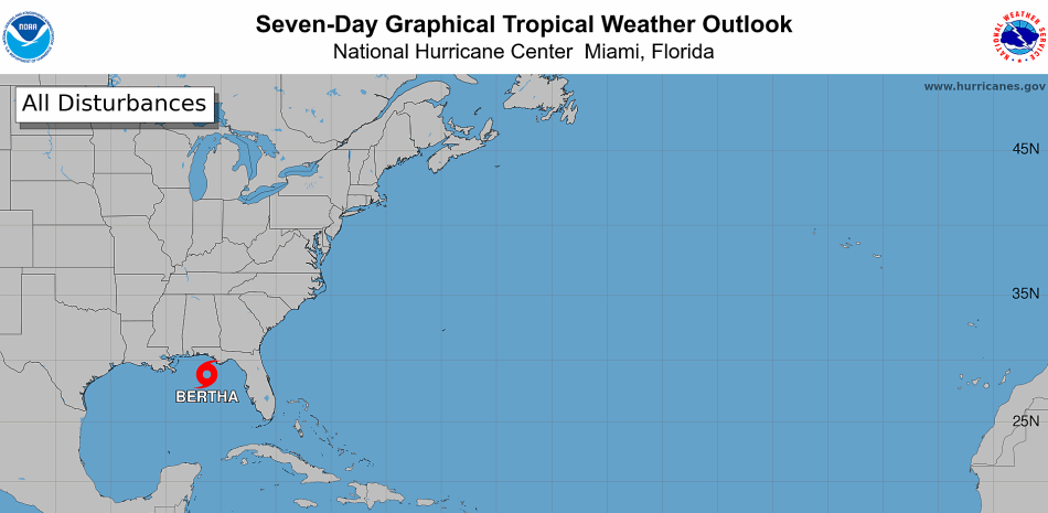 La tormenta Bertha amenaza con marejada ciclónica la costa norte del golfo de México